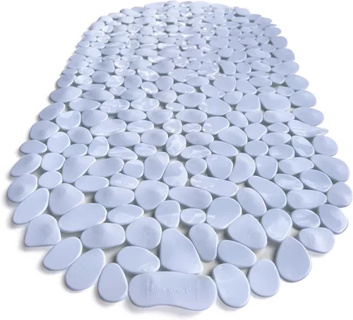 Vista 46 de Alfombra antideslizante para bañera y ducha "Pebbles" de 27 x 14 pulgadas, ovalada, no tóxica, segura, limpia, lavable a máquina, agarre y drenaje