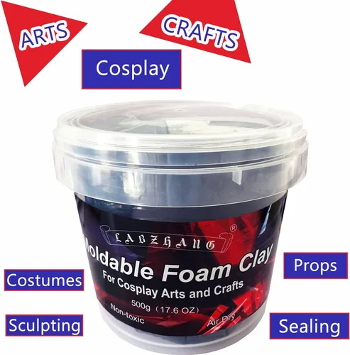 Vista 3 de Arcilla de espuma negra para cosplay de 17.64 oz, espuma esculpida ligera, arcilla seca al aire Air Dry Clay for Cosplay Costumes, Moldable Foam