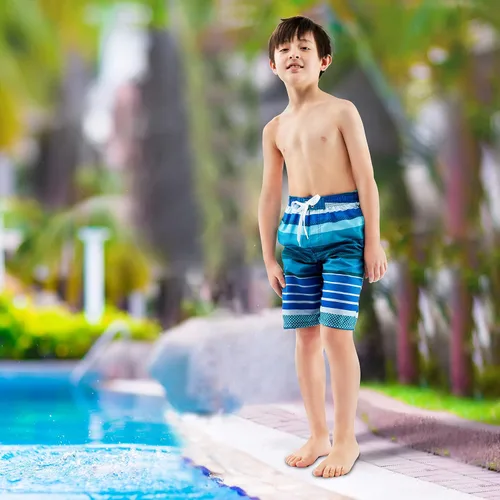 Vista 6 de Sloosh Traje de baño para niños, de secado rápido, con cordón UPF 50+, pantalones cortos de playa para niños, pantalones cortos de playa, pantalones