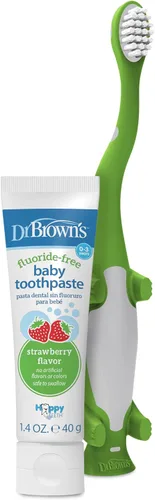Vista 16 de Dr. Brown's Cepillo de dientes para niños pequeños, dinosaurio, verde, paquete de 1