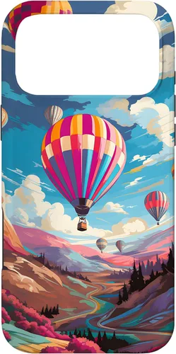 Vista 22 de Colorful Hot Air Balloons Pop Art Style Case for iPhone 17