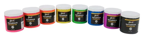 Vista 2 de Sax 457451 Versablock Tinta de impresión fluorescente a base de agua, 8 onzas, colores surtidos, juego de 8