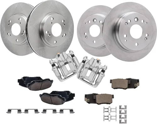 Vista 18 de Detroit Axle - Kit de frenos para Land Rover LR3 2005-2009, Rotores de freno deportivos Range Rover 2006-2009 y pastillas de freno de cerámica 2007