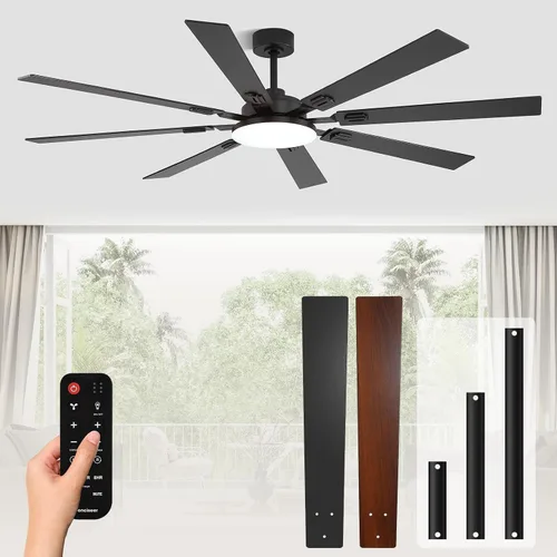 Vista 24 de Conciseer - Ventiladores de techo de 52 pulgadas con luces y control remoto para dormitorio, sala de estar, cocina, oficina, uso interior/exterior
