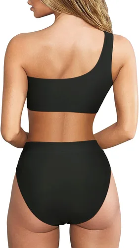 Vista 118 de MOOSLOVER Traje de baño de dos piezas con corte alto y cintura alta para mujer