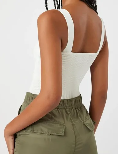 Vista 5 de Meladyan Women Sweetheart Neck Twist Knot Sleeveless Crop Top Tank Rib Knitted Backless Cute Cropped Cami Vest Top