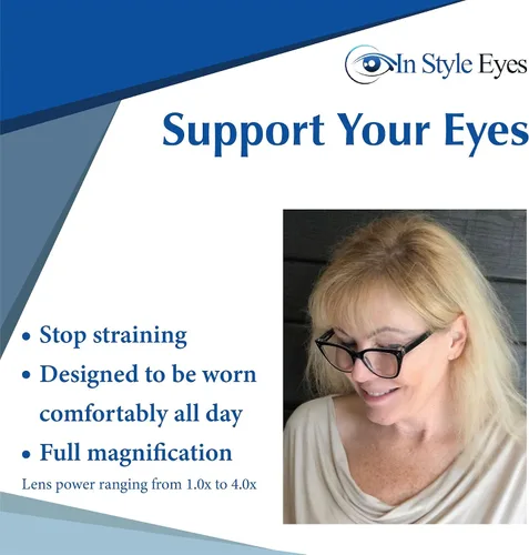 Vista 2 de In Style Eyes Elegantes lentes de lectura – montura completa, montura completa, montura clásica de ojo de gato grande, sin receta, lente de aumento
