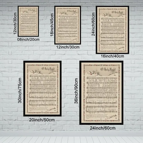 Vista 8 de YFET Póster de música y poesía con texto en inglés "O Holy Night", decoración navideña de Navidad, decoración de pared de bosque, decoración rústica