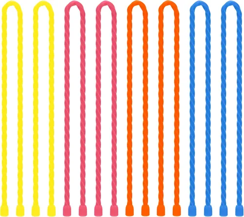 Vista 7 de 12 bridas de silicona reutilizables de 4, 6, 12 pulgadas, correas de sujeción de silicona reutilizables con núcleo de acero para agrupar