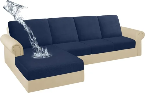 Vista 17 de HDCAXKJ Fundas de cojines de sofá seccional 100% impermeables, 8 piezas, funda seccional en forma de L, funda elástica para asiento de sofá chaise