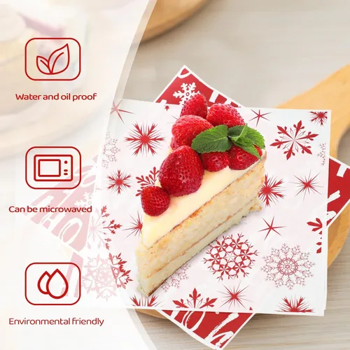 Vista 3 de Fumete 80 piezas de hojas de papel encerado de Navidad para alimentos, papel encerado con copos de nieve, papel encerado Hoho, envoltorios a granel