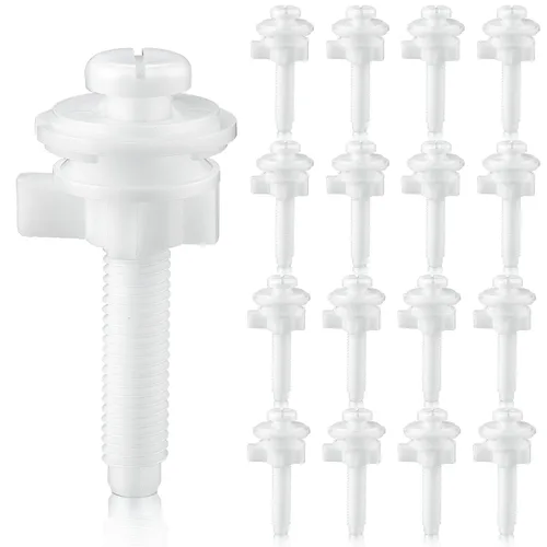 Vista 13 de Kit de repuesto de 32 piezas de tornillos para asiento de inodoro Jetec, pernos de plástico con tuercas de plástico y arandelas, kit de piezas