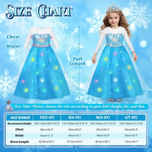 Vista 5 de Luucio Frozen Princess Dress Up Costume With Accessories For Little Girls 2-10 Years, Girls Birthday Christmas Dress