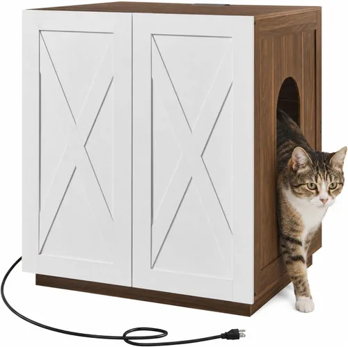Vista 18 de unipaws Caja de arena para gatos extra grande para cajas de arena automáticas y autolimpiantes, armario alto con estación de carga, casa oculta