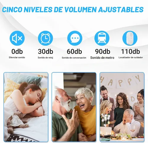 Vista 3 de ChunHee Buscapersonas inalámbricas para cuidadores, botón de llamada 1Transmisor+1Receptor