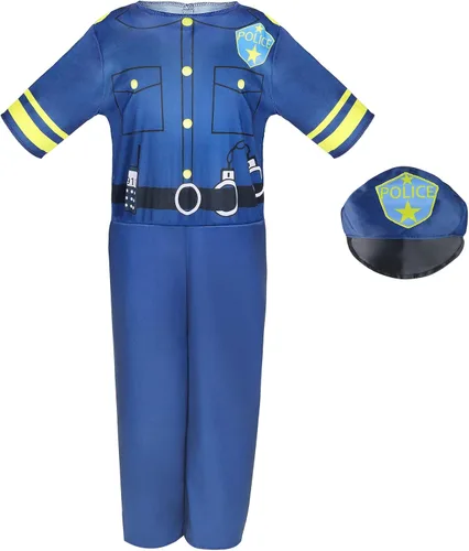 Vista 6 de Jeowoqao Ropa de vestir para niños y niñas disfraces de juego de simulación policía bomberos corredores disfraz de astronautas para niños pequeños