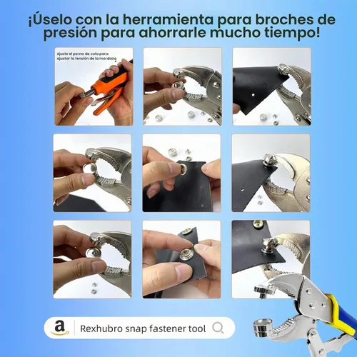 Vista 6 de Kit de broches de lona, broches de acero inoxidable de grado marino para cubierta de barco - Kit de broches para cubierta de barco de 3/8" broches
