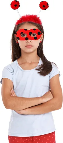Vista 5 de Yewong Juego de disfraz de mariquita con antena, alas de mariquita y máscaras para niños, Halloween, fiesta de Navidad