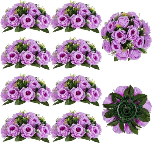 Vista 7 de BLOSMON Bolas de Flores para Bodas, Centros de Mesa de Rosas, 2 Piezas, Flores Artificiales Negras, Bolas Florales Colgantes, Decoración de Arreglos
