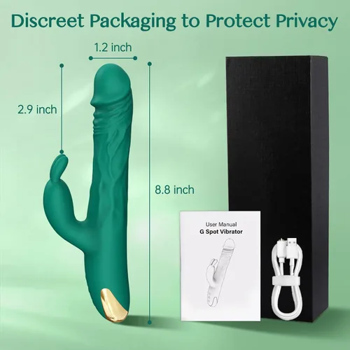 Vista 7 de Vibrador de punto G de empuje de conejo para mujeres, 5 modos de empuje y 10 vibraciones Realistic Body-Safe Silicone Dildo Clitoral Stimulation