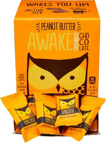 Vista 5 de Awake - Barras energéticas de chocolate con cafeína (Chocolate amargo con menta, 50 unidades (Paquete de 1))