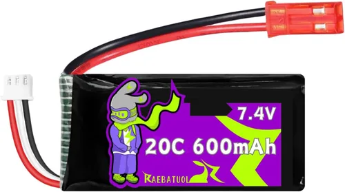 Vista 7 de Baterías JST 20C de 7.4V 600mAh para DEERC F35 4 canales sin escobillas RC avión para adultos Control remoto Avión EDF Fighter Jet, 2.4GHz 6 ejes