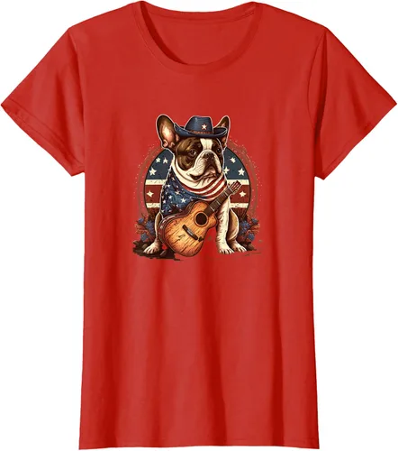 Vista 24 de Camiseta divertida de Bulldog francés con música country y roeo, Negro