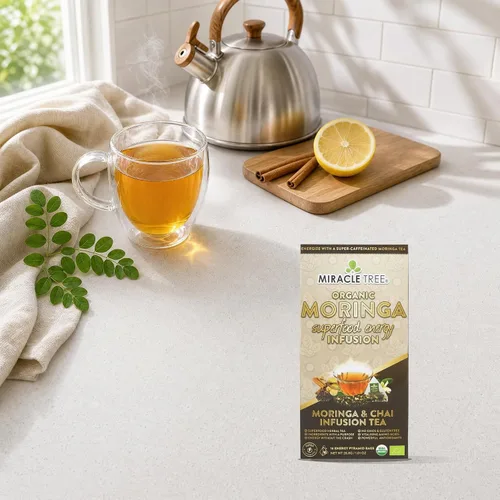 Vista 7 de Miracle Tree 's Energizing Moringa Infusion - Chai Mezcla súper cafeína Alternativa de café saludable, perfecta para concentrarse Certificado