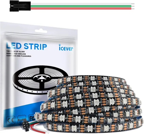 Vista 17 de Tira de luces LED WS2812B de 16.4 pies, 5 V, 150 LED RGB IC 5050SMD direccionables individuales – PCB blanco flexible IP30-30LEDs/m MagicRGB Dream