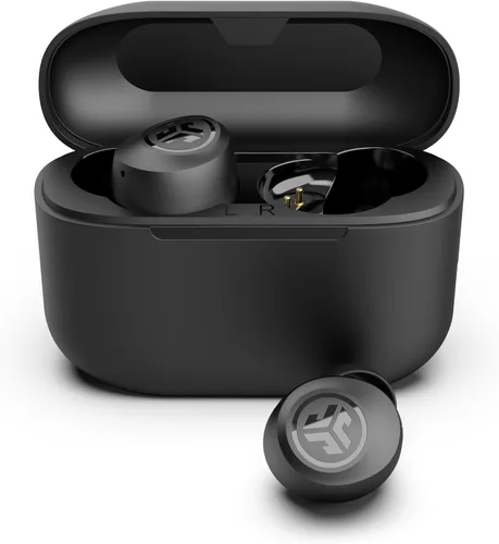 Vista 2 de JLab Go Air Pop+ Auriculares Bluetooth inalámbricos verdaderos en negro más puntas de auriculares mnemónicos de espuma de nube
