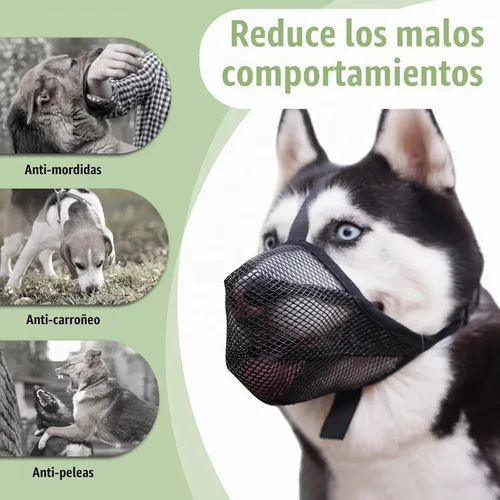 Vista 4 de Mayerzon Bozal para Perro, Bozal de Malla Suave para Perros Pequeños, Medianos y Grandes Antimordida y Antibusqueda, Protector de Boca Ajustable