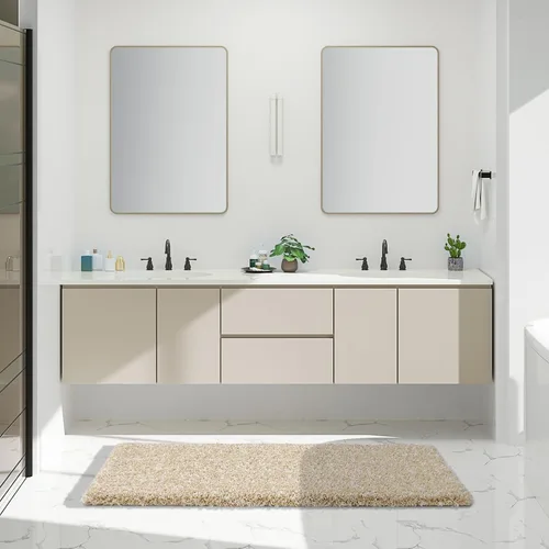 Vista 40 de Yimobra Alfombras de baño en negro y blanco antideslizantes lavables, tapetes de baño ultra suaves y absorbentes de agua, alfombra de ducha suave