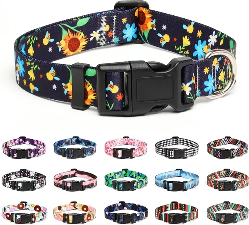 Vista 12 de Mercano - Collar ajustable para perro, patrones de diseño especial, collar de nailon suave cómodo y duradero para perros pequeños, medianos