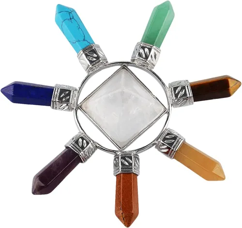 Vista 3 de Rockcloud - Pirámide generadora de energía elaborada de piedras y cristales con propiedades curativas para Reiki 1PC 3.3" Healing Crystal Stone