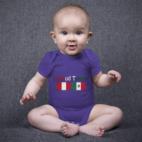 Vista 6 de Body de bebé personalizado para niño y niña Orgulloso de ser Perú y México Banderas Ropa de algodón