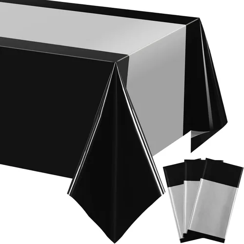 Vista 8 de Tatuo Juego de 3 piezas de mantel de plástico desechable rectangular y mantel para mesa para graduación, baby shower, despedida de soltera, fiesta