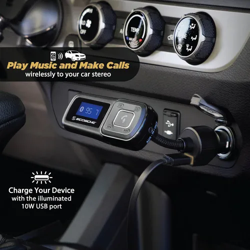 Vista 3 de Scosche BTFM2A BTFREQ Kit universal Bluetooth manos libres para coche con transmisor FM digital y cargador de coche USB de 10 W, transmisión