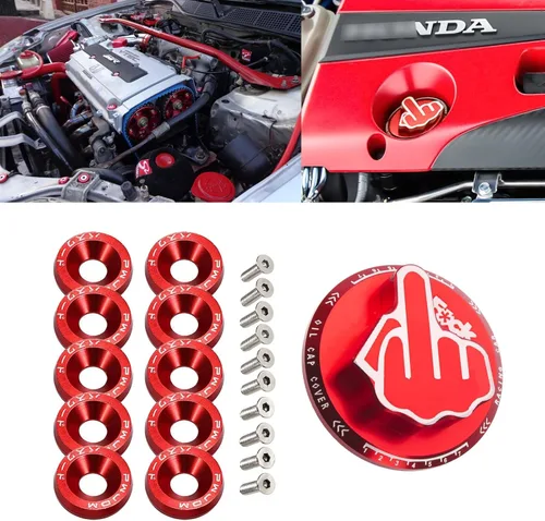 Vista 9 de x xotic tech Tapa de tanque de combustible de gas negro de aleación con dedo medio roscado compatible con Toyota Corolla Camry 4Runner Highlander