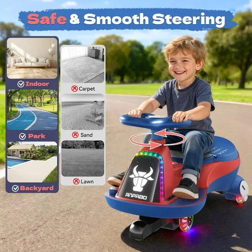Vista 6 de ANPABO - Coche eléctrico de 6 V 7 AH para niños, 2 plazas, motor de 75 W Azul