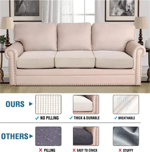Vista 142 de H.VERSAILTEX Fundas de Cojín de Asiento Individuales Super Elásticas Fundas de Sofá Fundas de Cojín de Sofá Fundas Deslizables Juegos Tela de Sarga