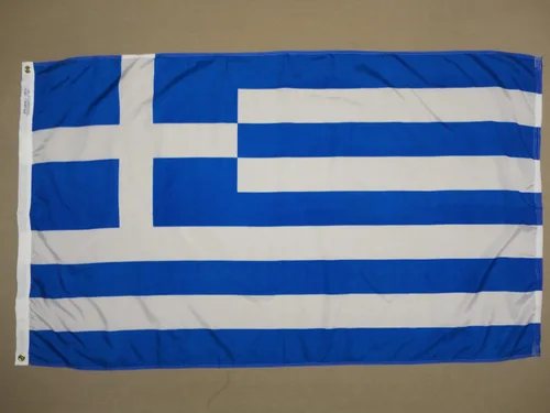 Vista 5 de Annin Flagmakers Bandera de Grecia fabricada en Estados Unidos según las especificaciones oficiales de diseño de las Naciones Unidas, 2 x 3 pies