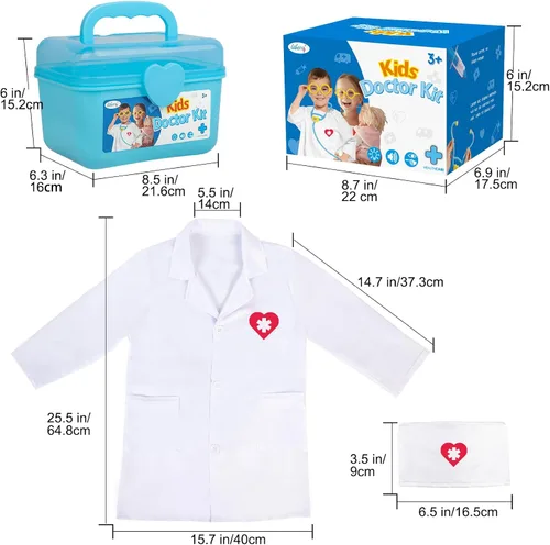 Vista 6 de Liberry Kit médico para niños pequeños de 3, 4 y 5 años, juego de médico para niñas y niños, kit médico de juego de simulación con estetoscopio