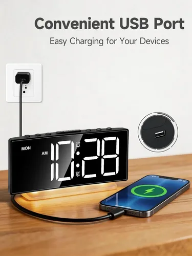 Vista 6 de Cadmos Reloj Despertador Extra Fuerte para Personas de Sueño Pesado Adultos, Adolescentes, Niños, Reloj Arcoíris para Dormitorios, Pequeño Reloj