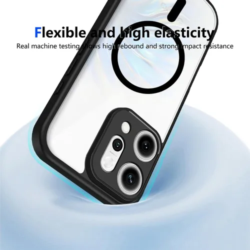 Vista 273 de Funda magnética transparente compatible con Xiaomi 17T, color negro 2 en 1 PC + TPU cubierta de teléfono a prueba de golpes, carcasa protectora
