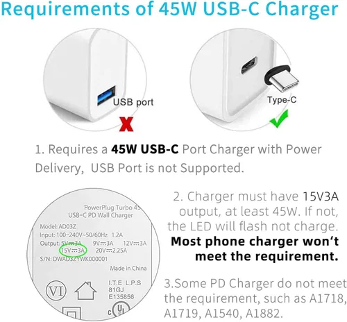 Vista 7 de Cable de carga USB C para Surface RT y Pro 1 2 (negro de 6 pies), funciona con cargador USB-C de 15 V/3A 45 W, compatible con Microsoft Surface 1512