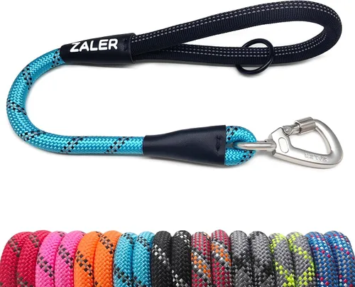 Vista 11 de ZALER Correa corta para perro, correa de tráfico de cuerda de 18 pulgadas para perros, correa reflectante con junta tórica, correa resistente