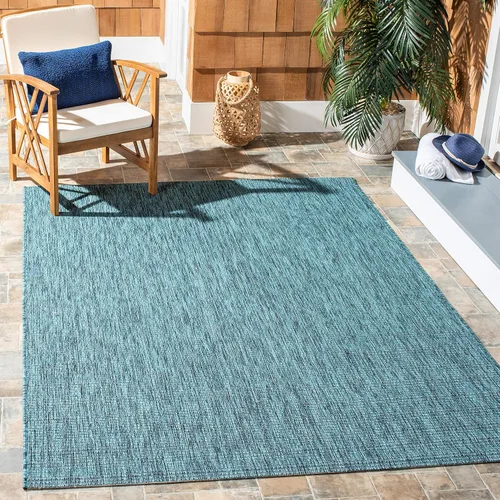 Vista 5 de SAFAVIEH Courtyard Collection - Alfombra de pasillo, 2 pies 2 pulgadas x 9 pies, aguamarina y aguamarina, no desprende pelusa y de fácil cuidado