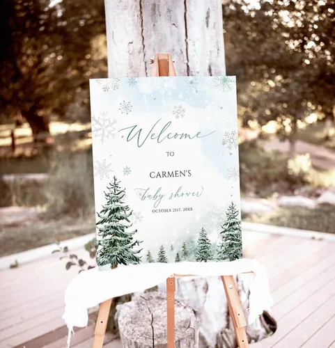 Vista 6 de Letrero de bienvenida personalizado para baby shower, Baby It's Cold Shower #8Tr