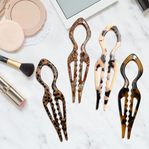 Vista 3 de 4 horquillas de pelo francés Prestige para mujer, pinzas de acetato para cabello grueso, fino y fino, pasadores decorativos para moño en negro
