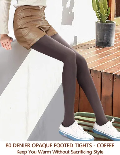 Vista 2 de VERO MONTE 80D Opaque Tights For Women - 80 Denier Pantyhose Solid Opaque Tights